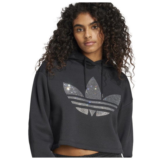 Adidas Γυναικείο φούτερ Rhinestone Trefoil Loose Crop Hoodie